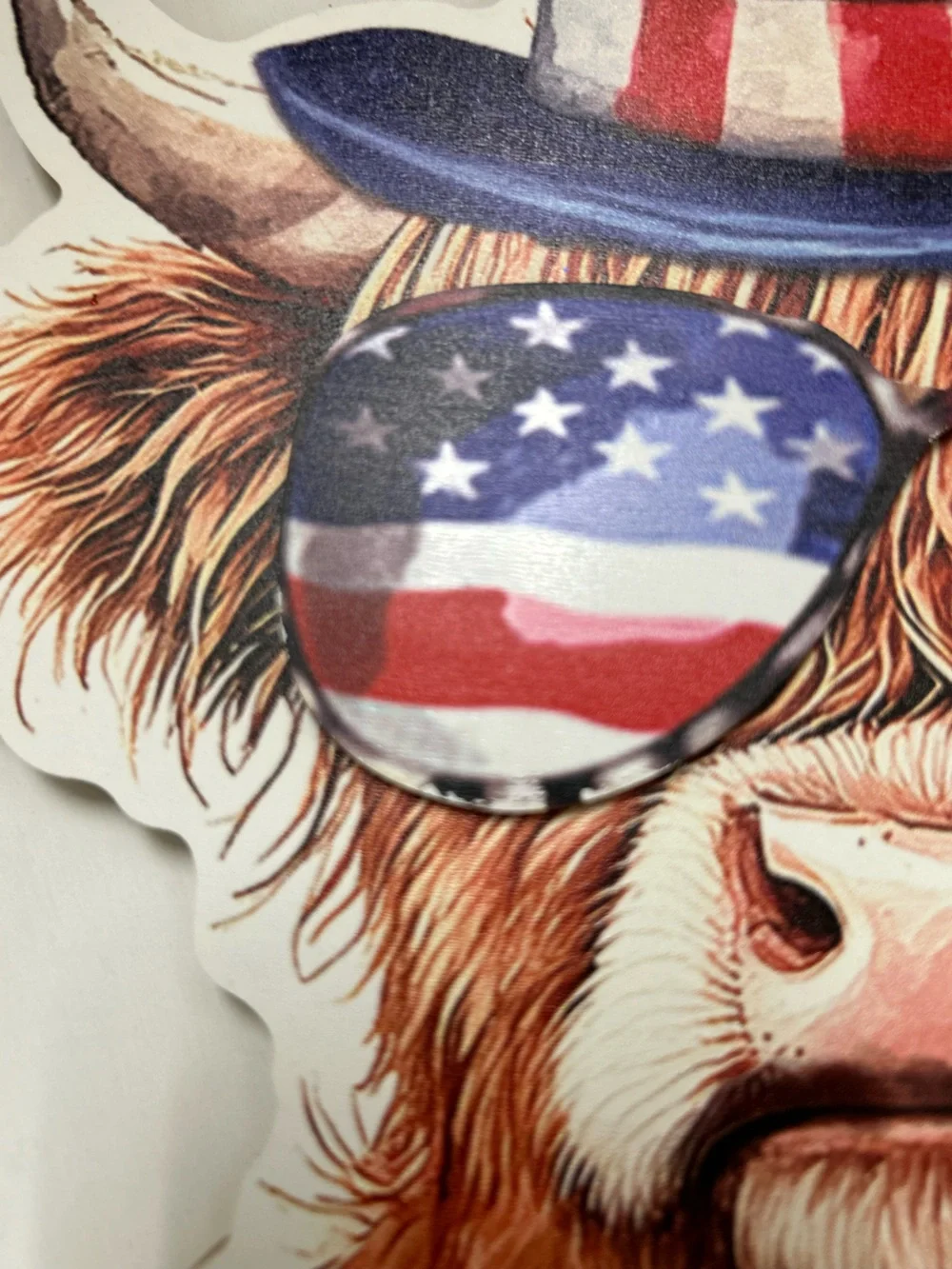 Hobby Lobby Patriotic Red White and Blue Cow Wall Sign - Read